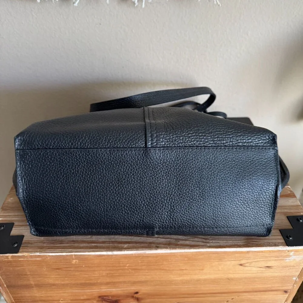 Botkier Hudson Bite Size Tote Black Leather Double Top Handle Shoulder Strap